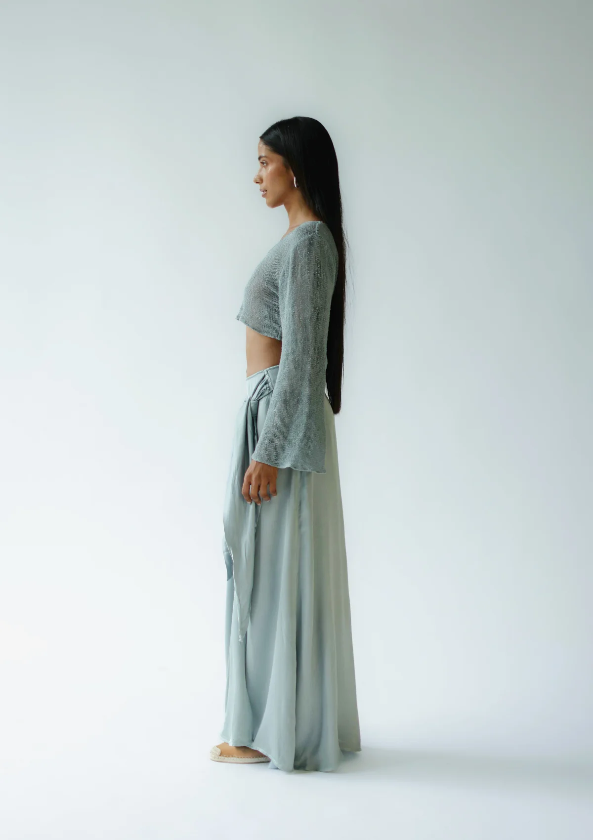 ALAIA WRAP SKIRT - SILVER BLUE - Image 3