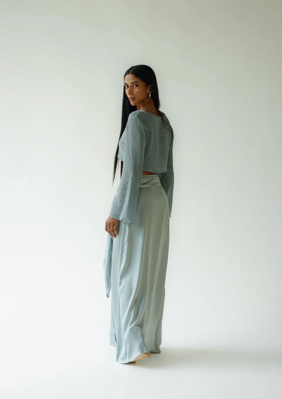ALAIA WRAP SKIRT - SILVER BLUE - Image 4