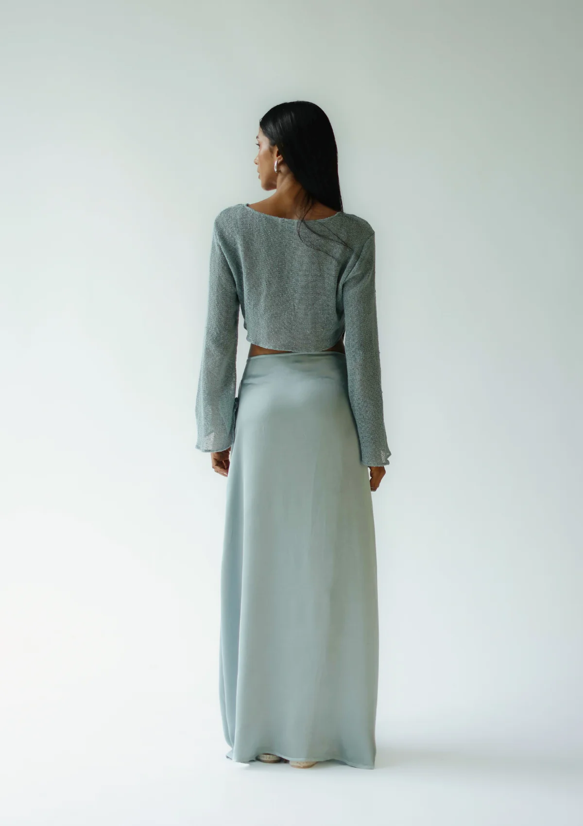 ALAIA WRAP SKIRT - SILVER BLUE - Image 5