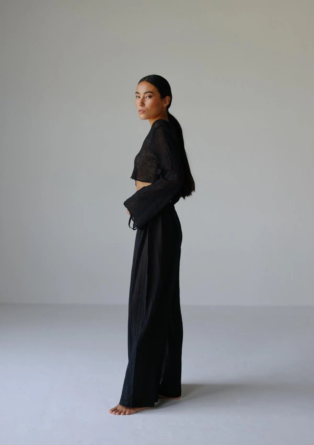 CHIARA COTTON TROUSERS - BLACK - Image 3