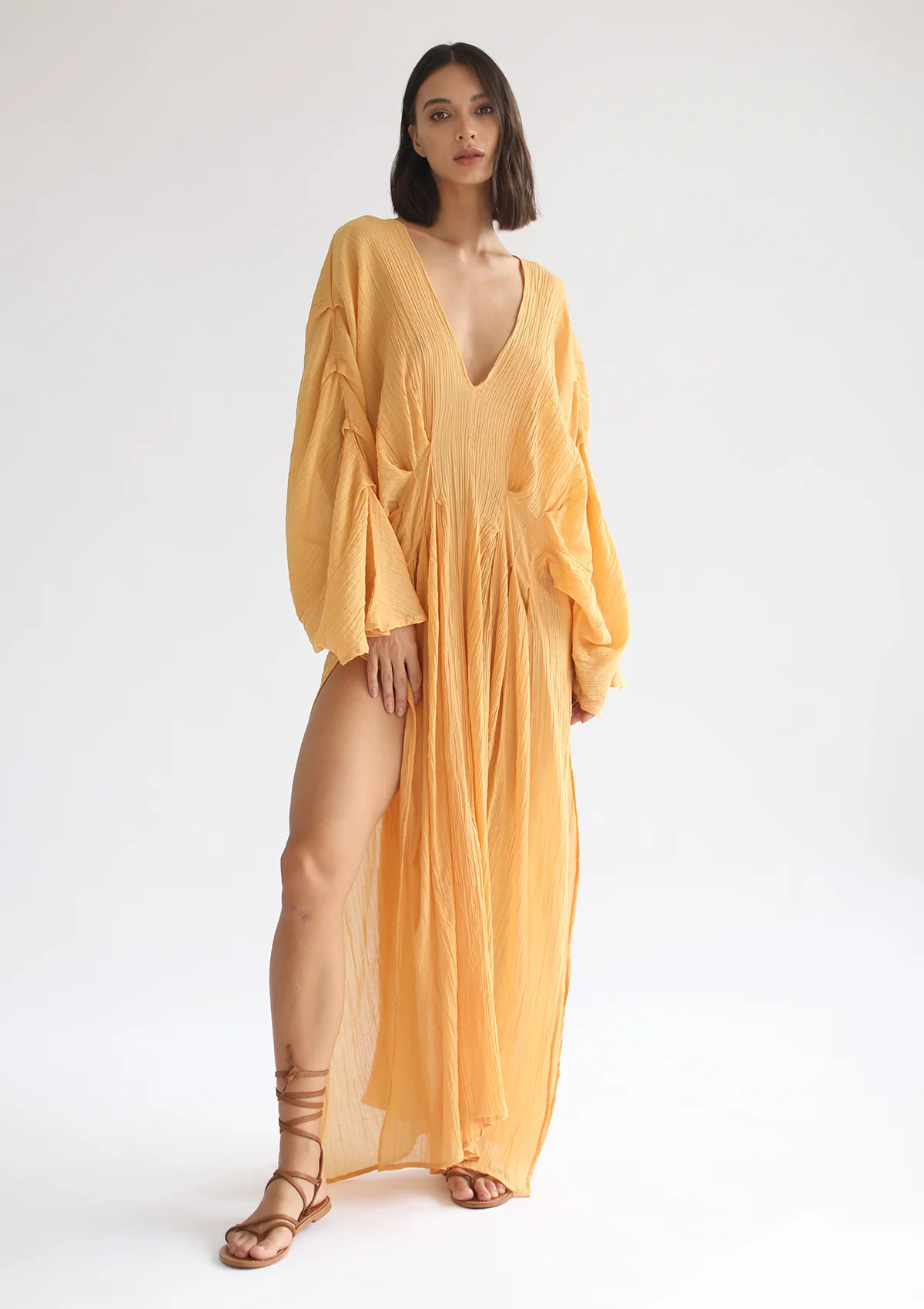 CORA KAFTAN DRESS - PALE GOLD - Image 3