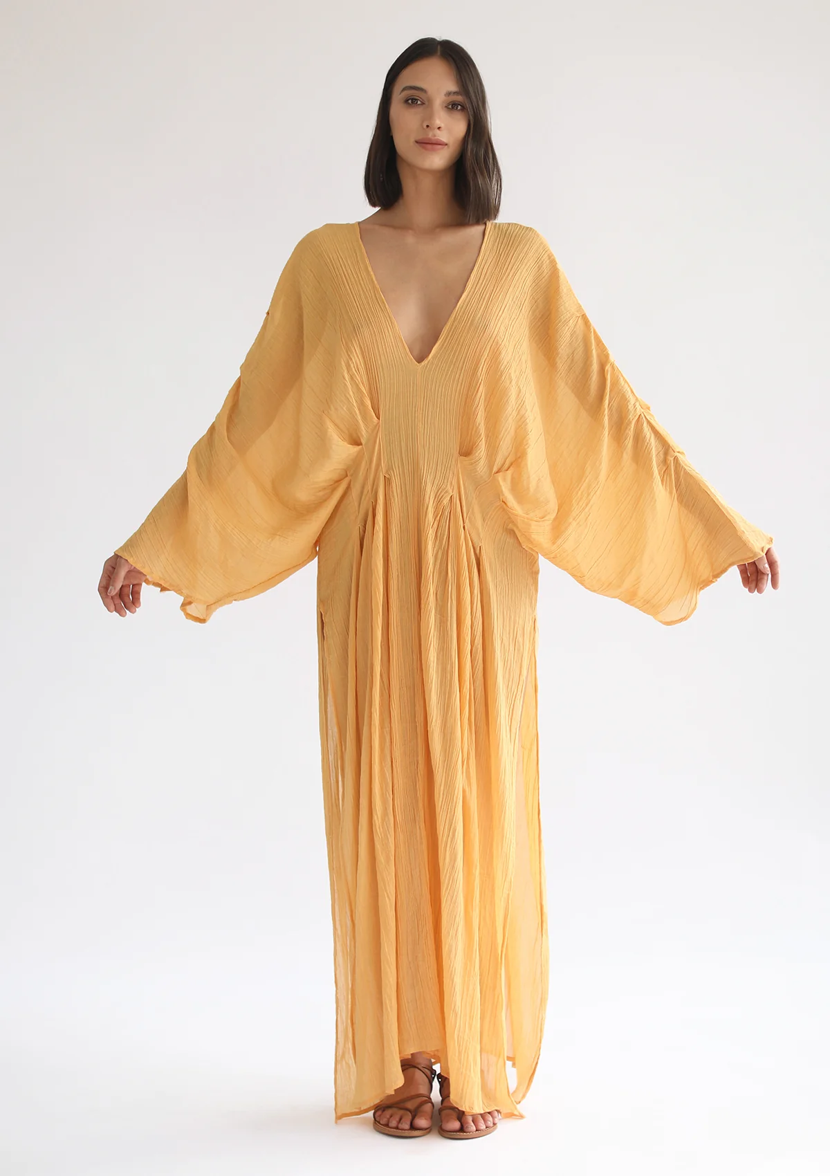 CORA KAFTAN DRESS - PALE GOLD - Image 4