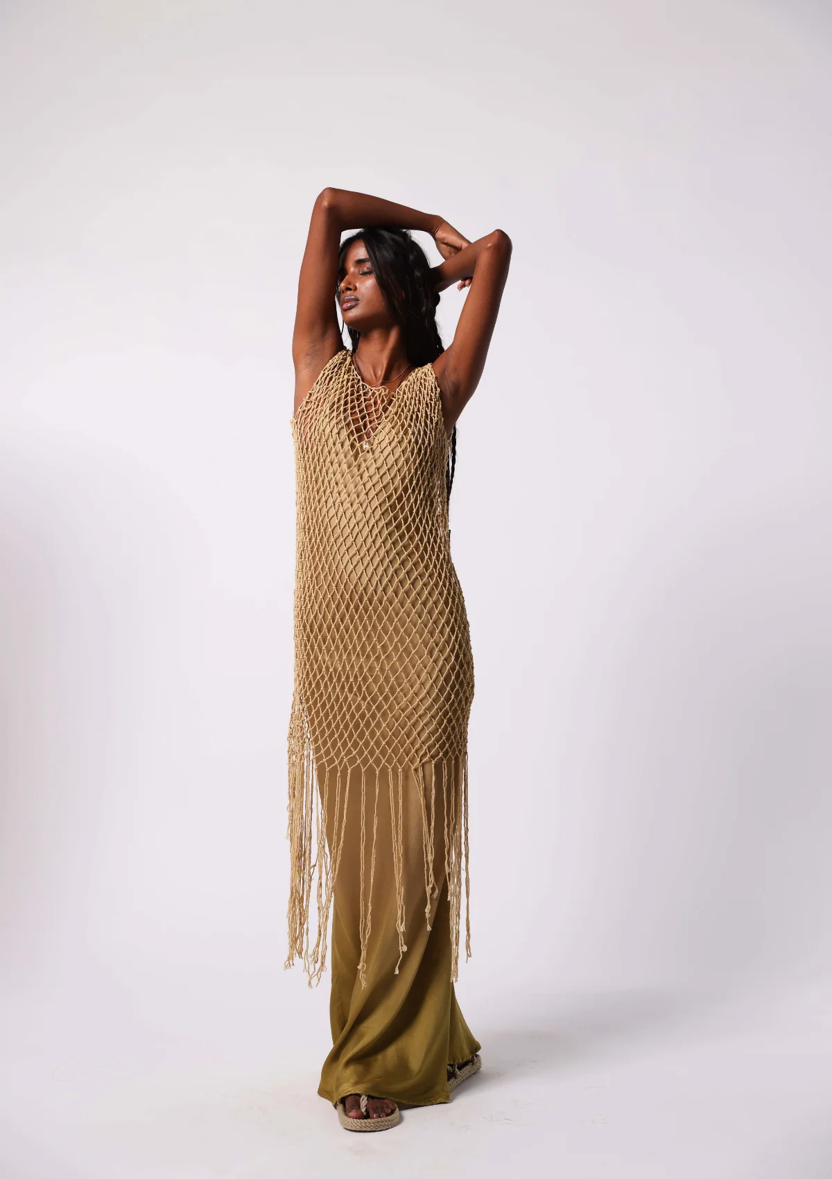 JESSA MACRAME DRESS - OLIVE OIL - Image 3