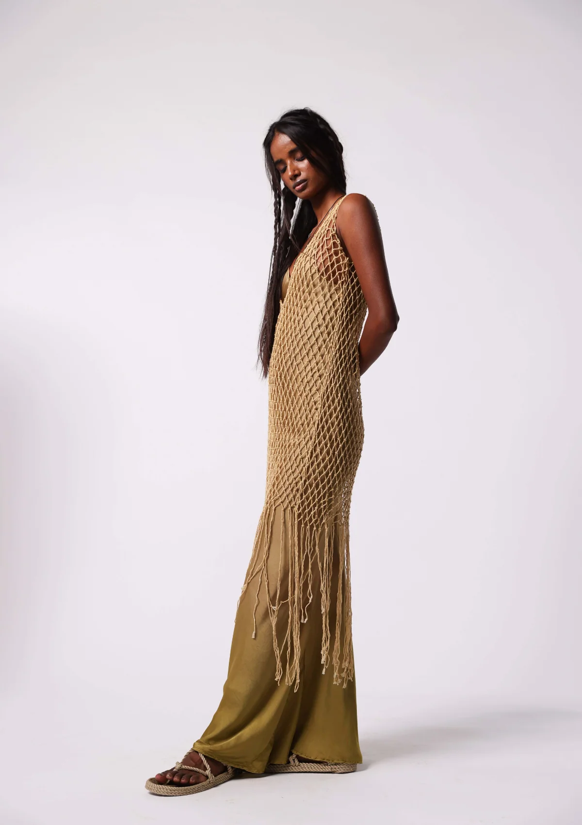 JESSA MACRAME DRESS - OLIVE OIL - Image 4