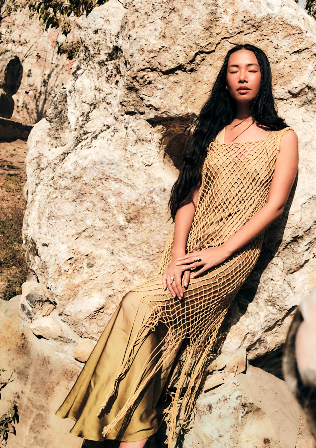 JESSA MACRAME DRESS - OLIVE OIL - Image 6