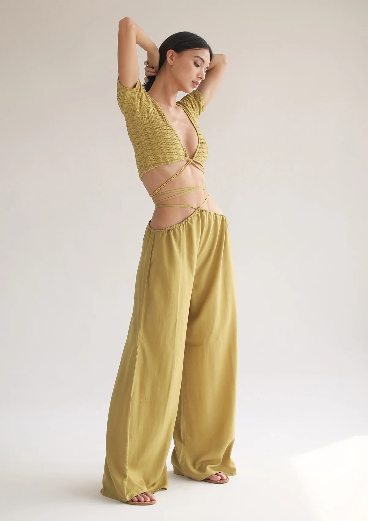 LARA TROUSER - OLIVE OIL - Image 5