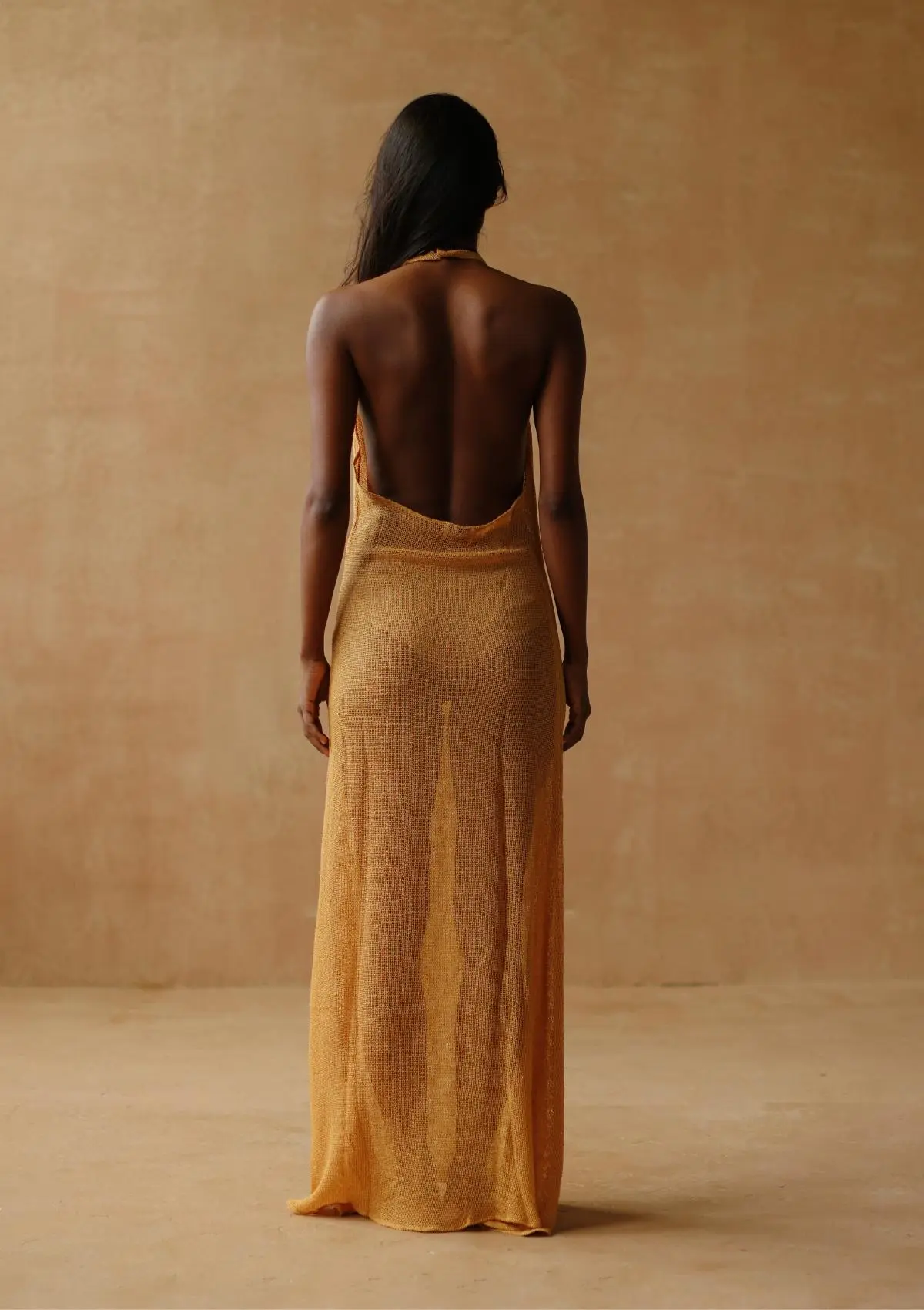 MARA HALTER  DRESS- GOLDEN APRICOT - Image 3