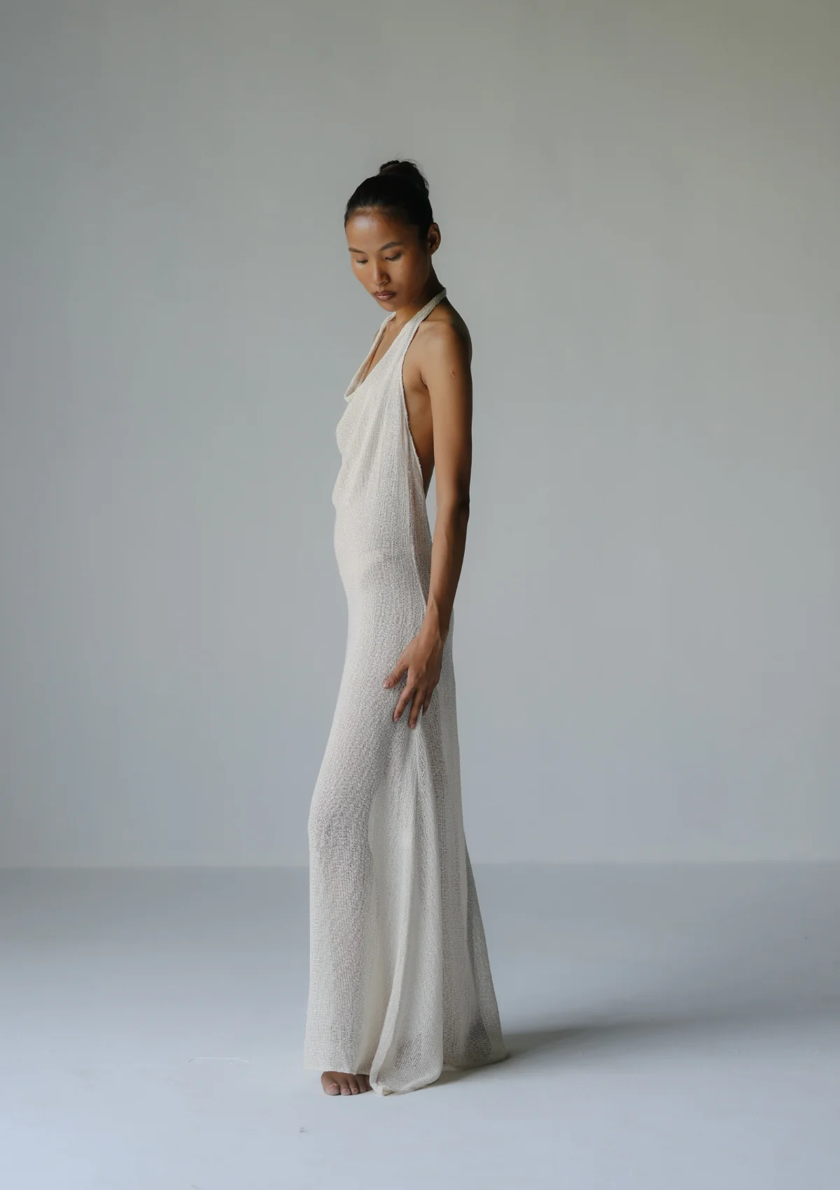 MARA HALTER DRESS- NATURAL - Image 3