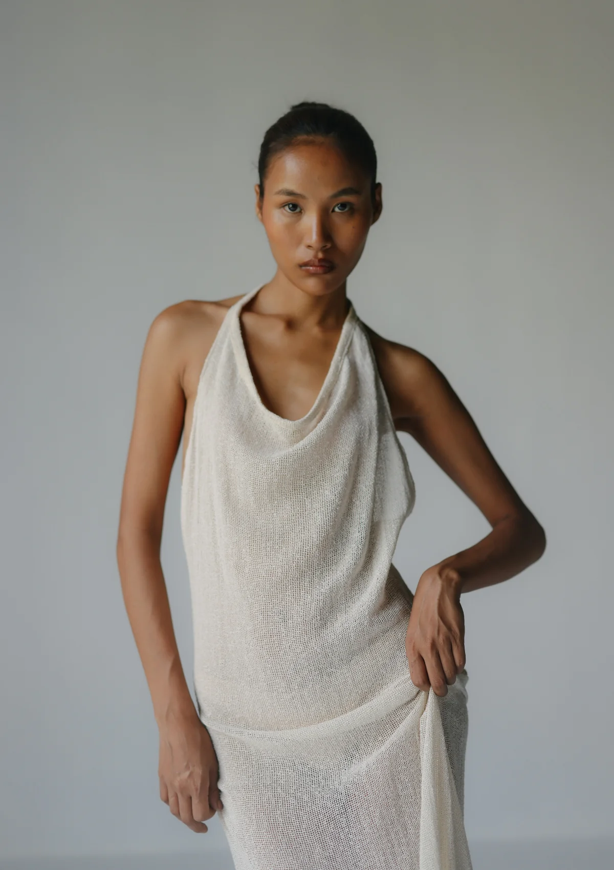 MARA HALTER DRESS- NATURAL - Image 5