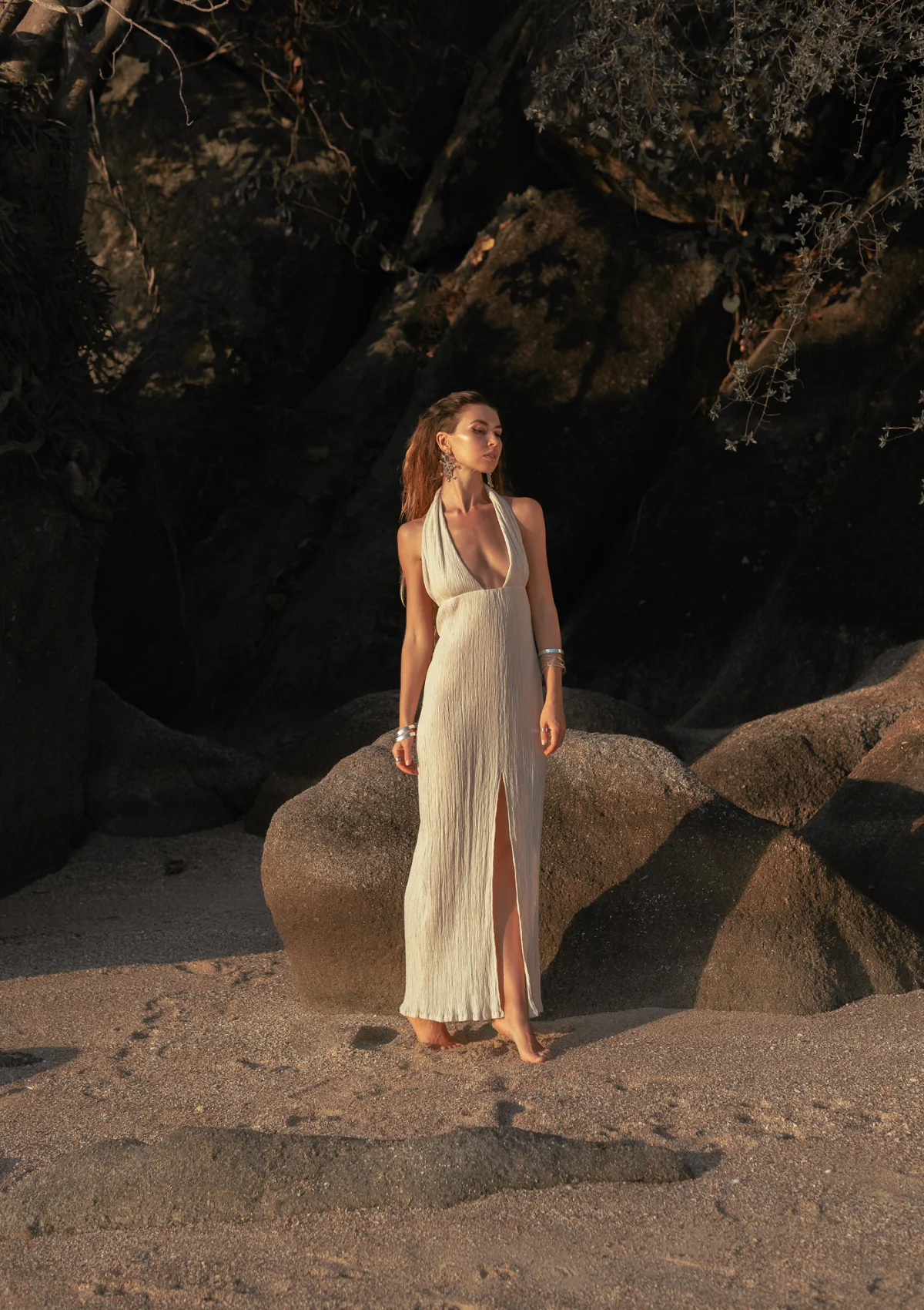 RAY HALTER DRESS - NATURAL - Image 4