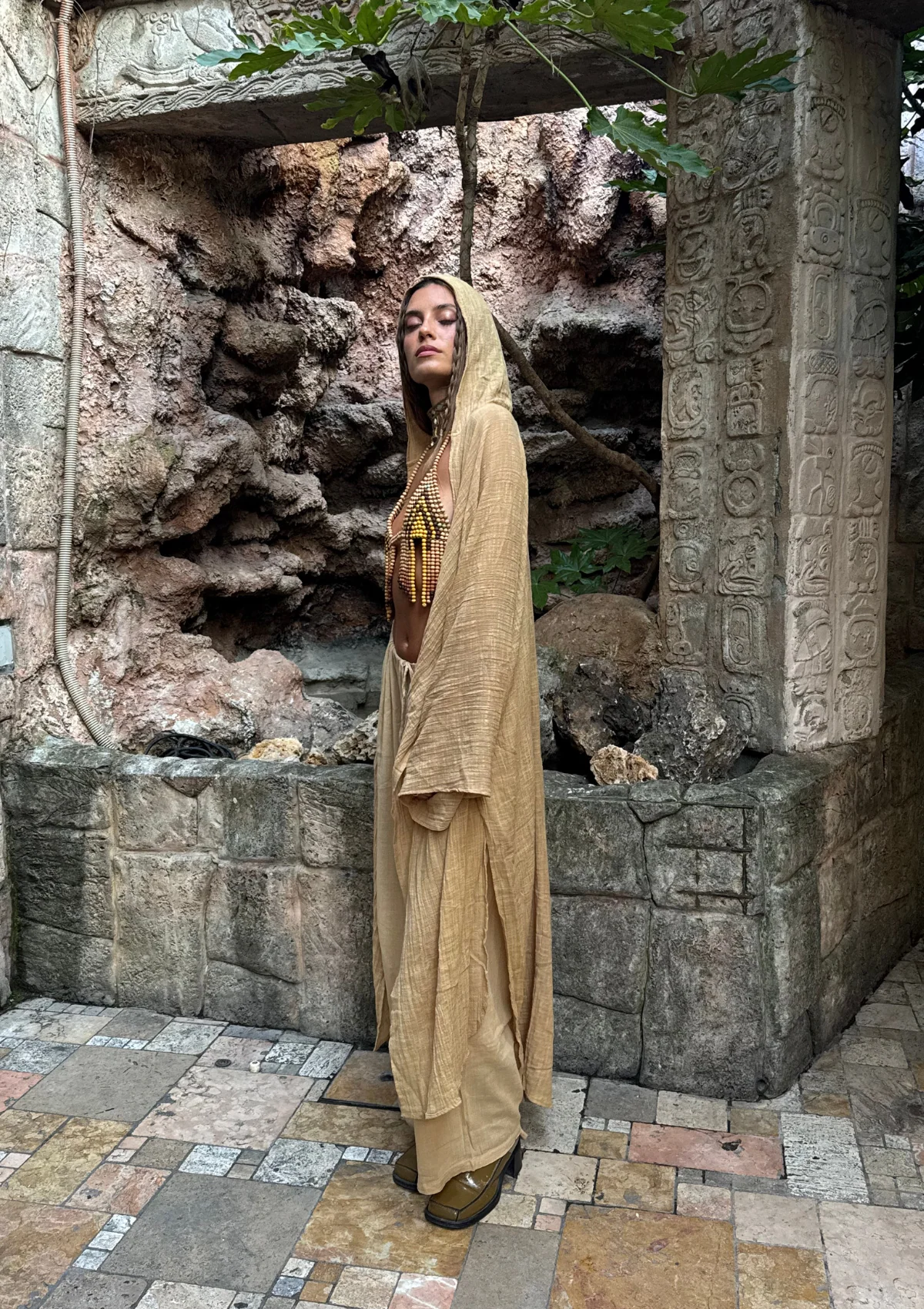 RHEA HOODED CAPE - MANGO MOJITO - Image 8