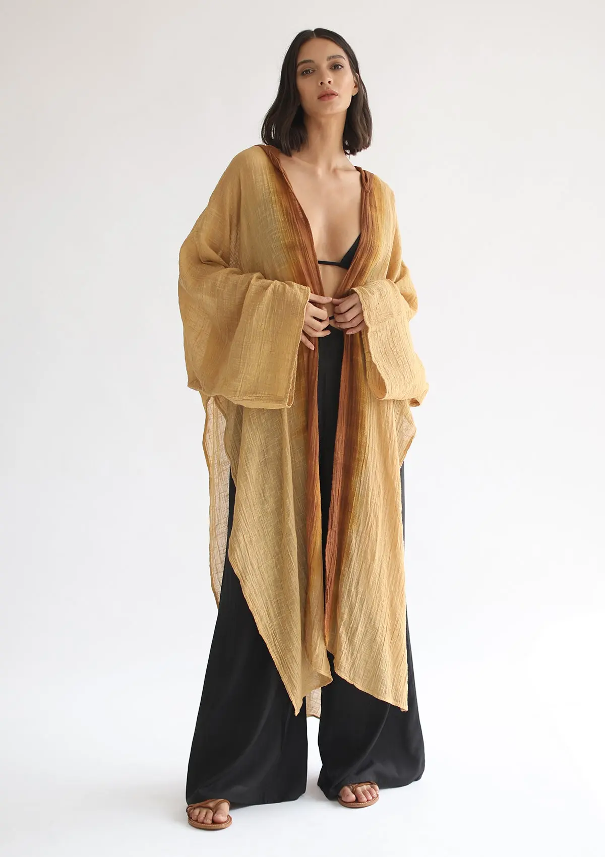 RHEA HOODED CAPE - SAHARA SUN / INCA GOLD OMBRE - Image 3