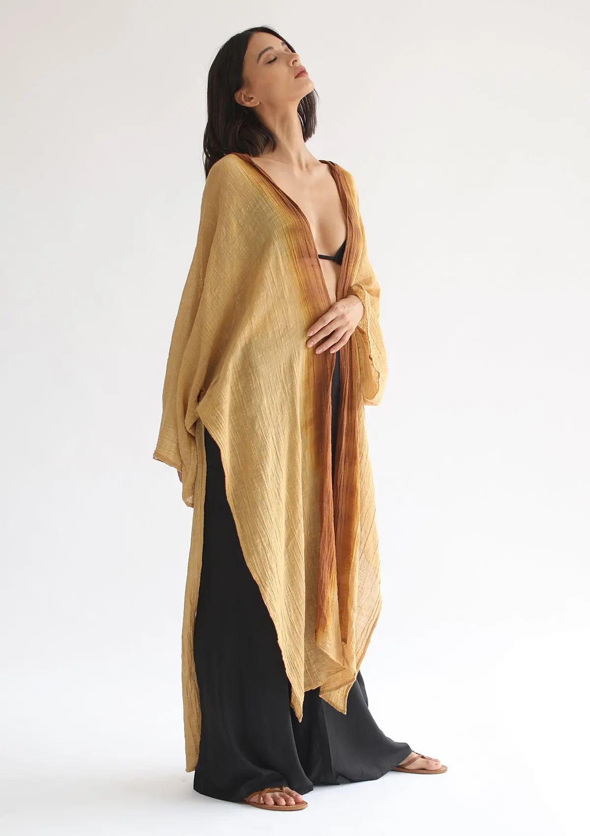 RHEA HOODED CAPE - SAHARA SUN / INCA GOLD OMBRE - Image 4