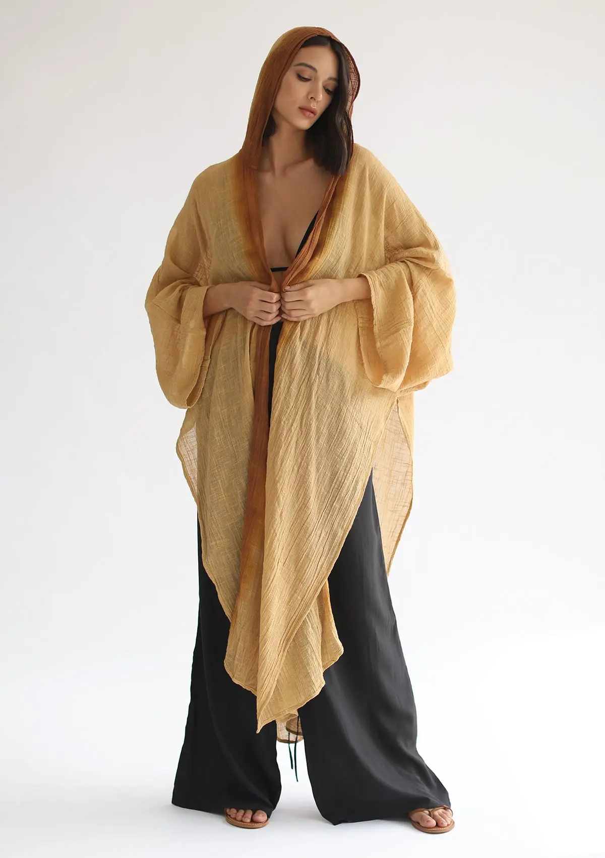 RHEA HOODED CAPE - SAHARA SUN / INCA GOLD OMBRE - Image 6
