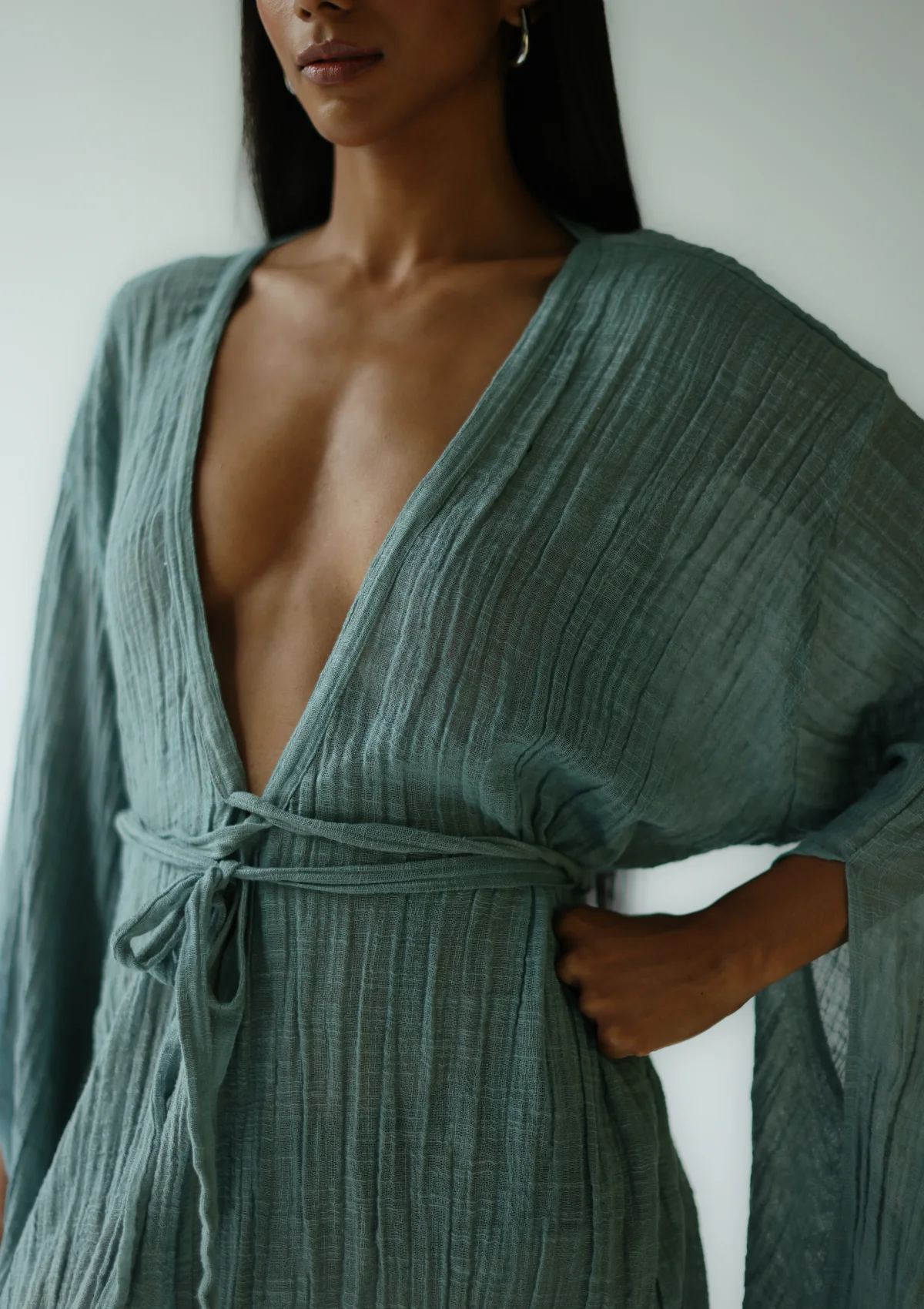 SIA KAFTAN DRESS - SILVER BLUE - Image 3